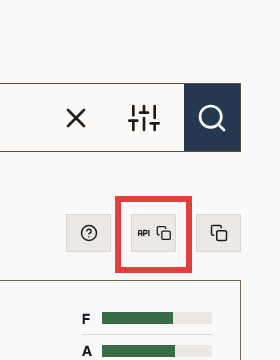 API-Button in unserer Suchoberfläche, unter dem Suchschlitz